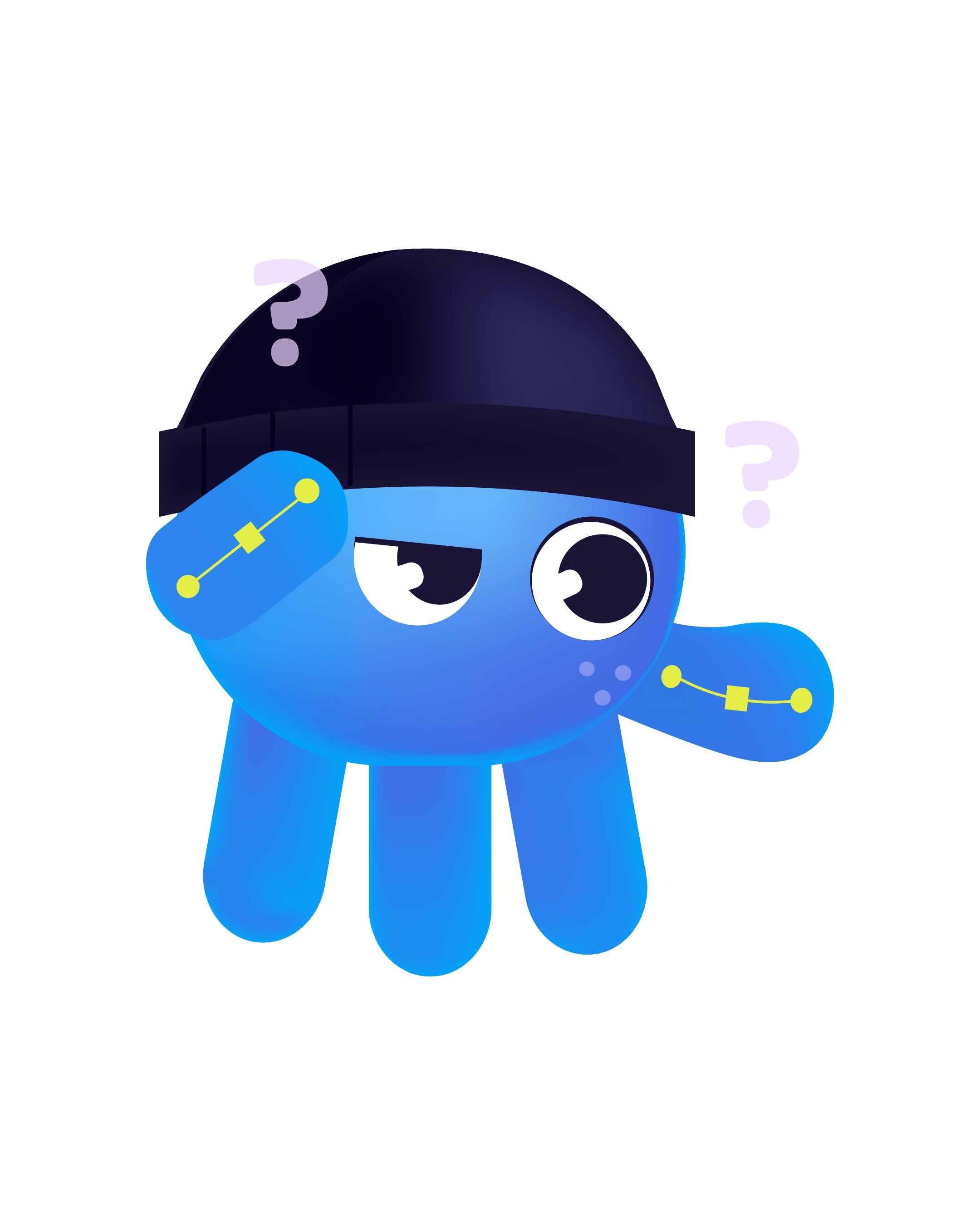 Grafly mascot thinking